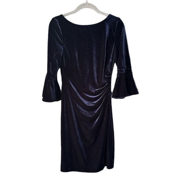 Vince Camuto Velvet Sheath Bell Sleeve Navy Dress Size 4 - Picture 1 of 4